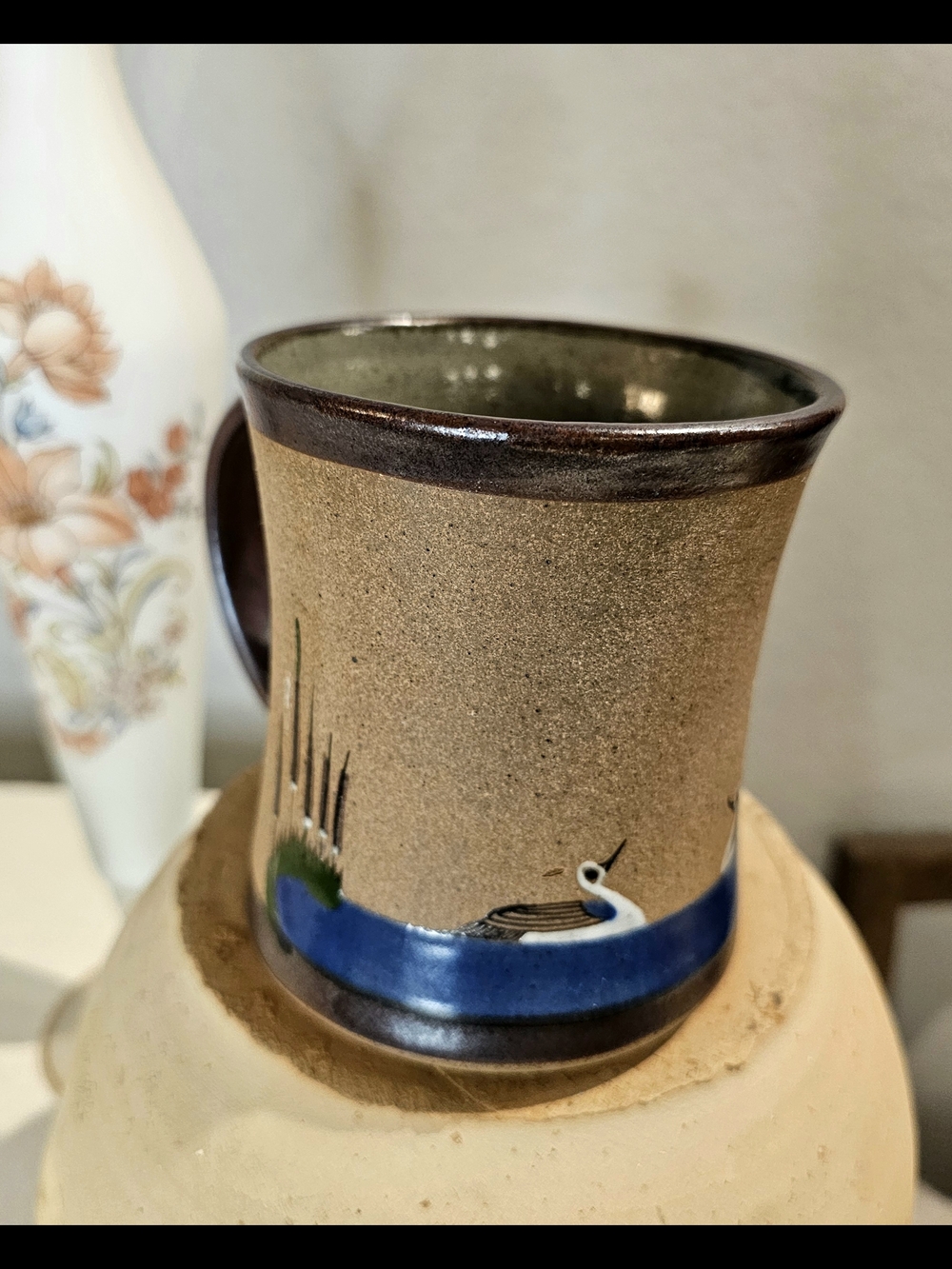 Tonala Pottery Mug Artisan Signed Raw Body Vintage